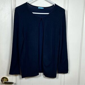 J McLaughlin Open Front Lightweight Bolero Cardigan Womens Size Small Navy Blue